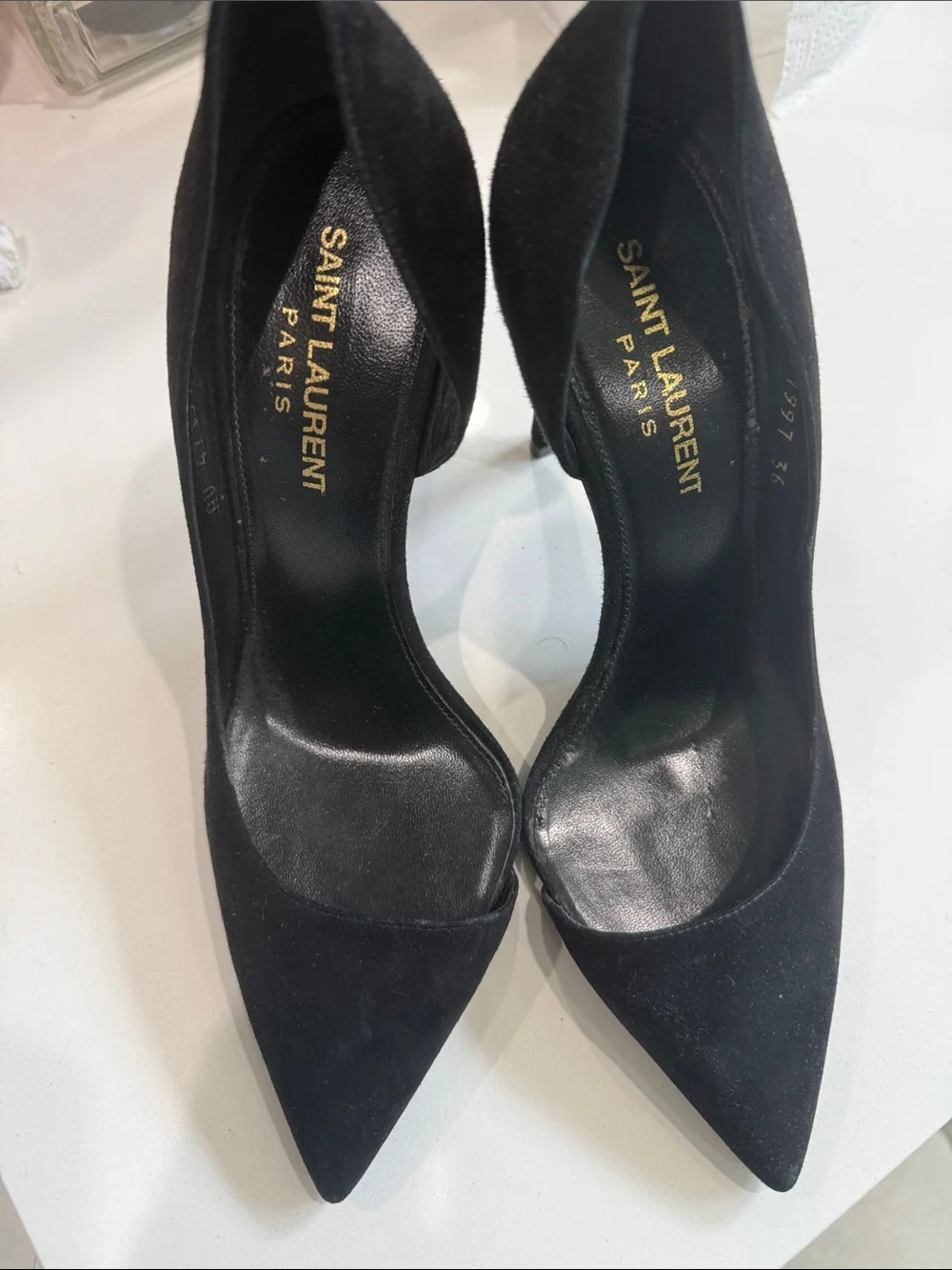 Saint Laurent Black Suede Pointed Pumps